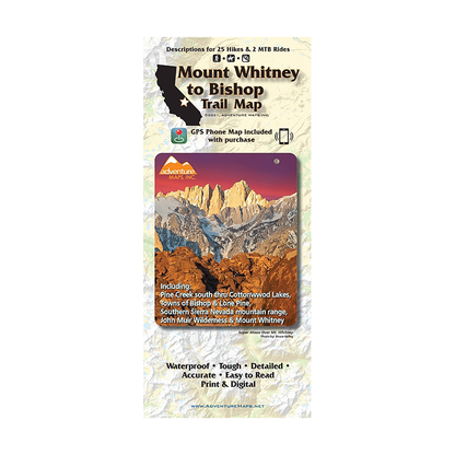 Sierra Maps Mt. Whitney to Bishop Trail Map