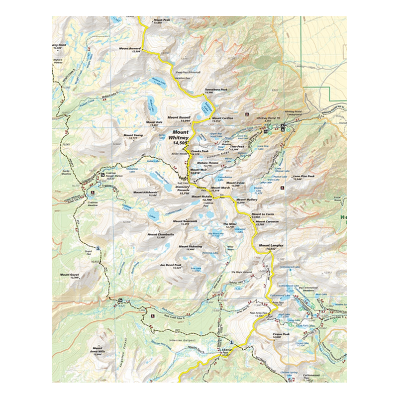 Sierra Maps Mt. Whitney to Bishop Trail Map