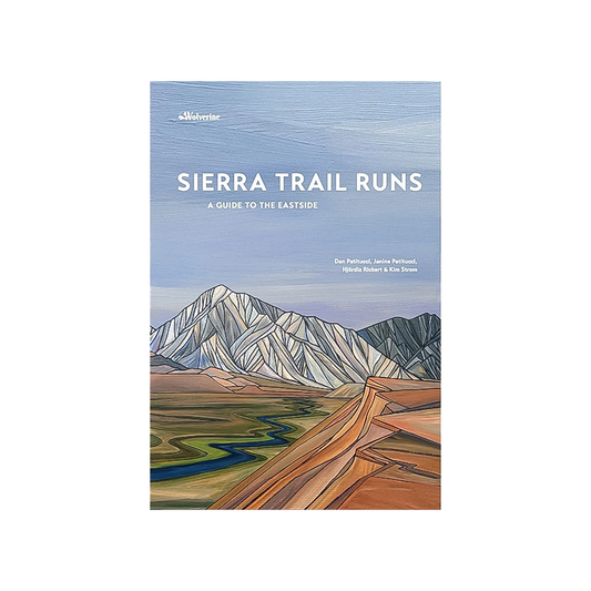 Trail running guidebook showcasing the Sierra Nevada, with detailed maps and advice for exploring its scenic trails.