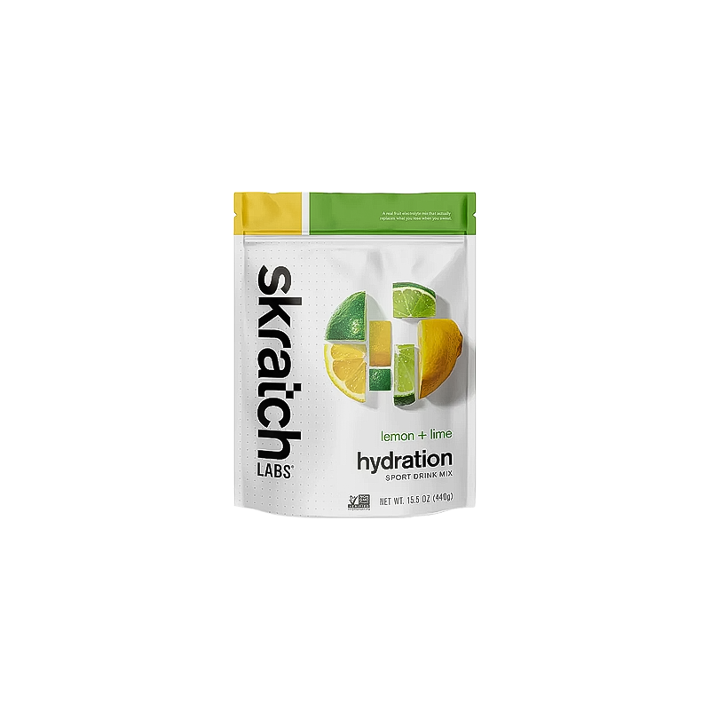 15.5 oz Skratch Labs lemon lime hydration sport drink mix package on a white background
