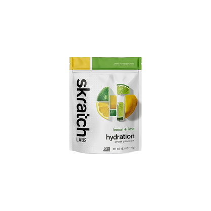 15.5 oz Skratch Labs lemon lime hydration sport drink mix package on a white background