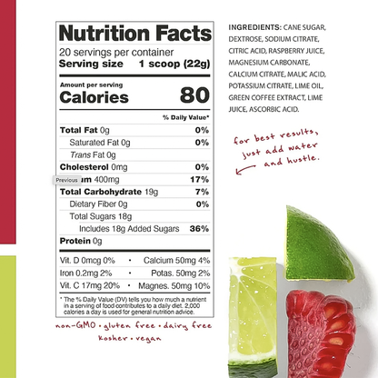 nutrition facts and ingredients list for skratch labs raspberry limeade hydration sport drink mix