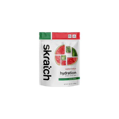 Hydration drink mix packet in watermelon flavor, made with real fruit, ideal for mountain runs and fastpacking trips.