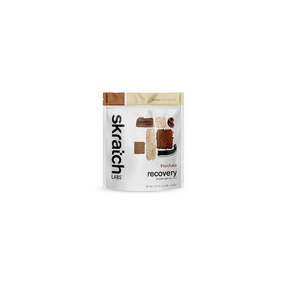Large bag of Skratch Labs horchata recovery sport drink mix on white background 
