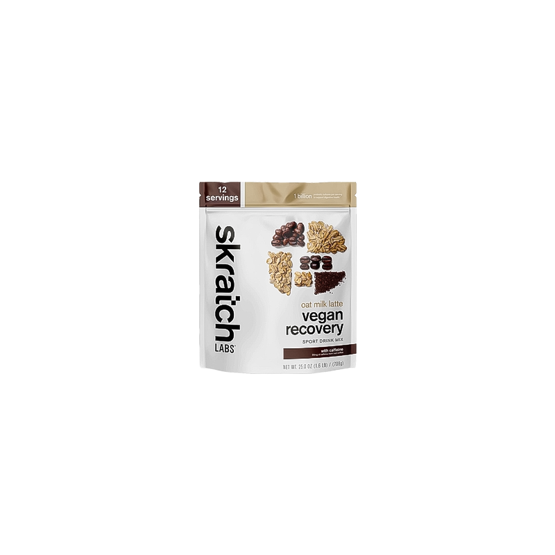 Skratch Labs recovery vegan oat milk latte sport drink for refueling and rehydrating after workouts.