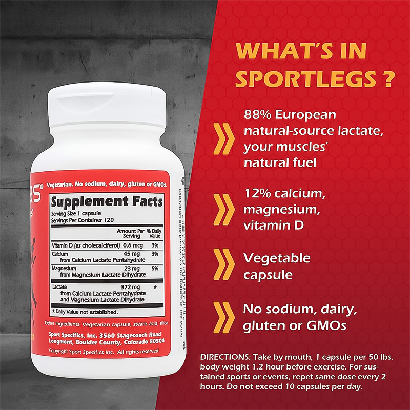 SportLegs Fast Fitness Boost Pre-Workout Lactic Acid Supplement (120 Capsules)