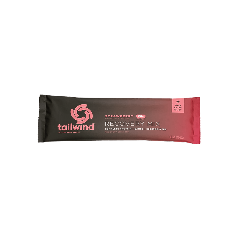 Strawberry Tailwind Recovery Mix bar, a vegan protein snack for post-workout recovery.  