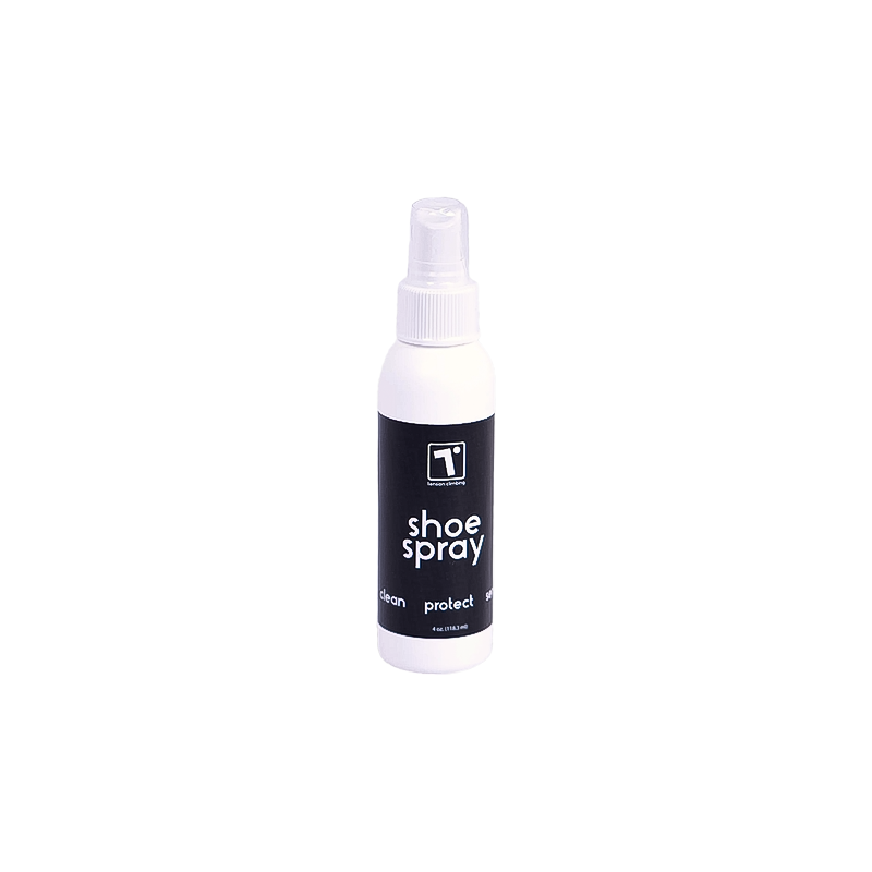 4oz Tension Climbing Shoe Spray on a white background, improves shoe grip and prevents dirt buildup.