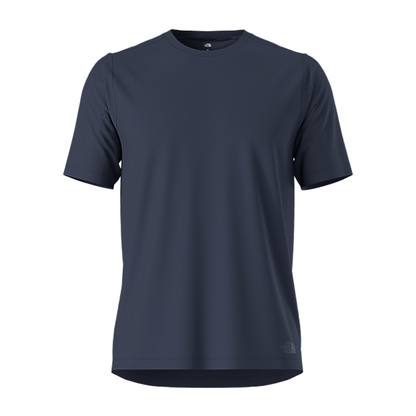 Navy blue short-sleeve men's t-shirt by The North Face, designed for comfort and moisture management.