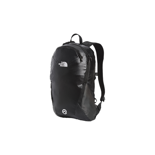 Black North Face Route Rocket 16 Backpack, durable and ergonomic for climbing.