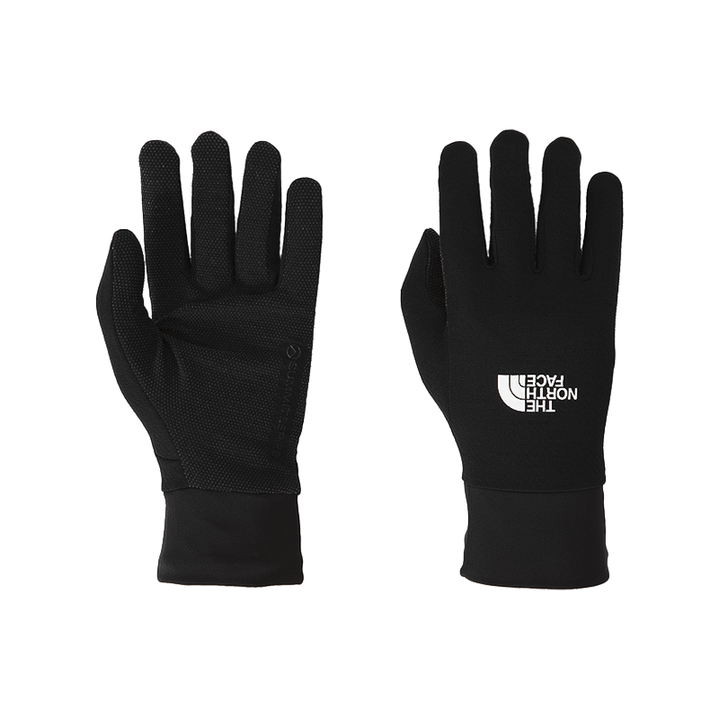 Black North Face Summit Series DotKnit Liner Gloves offer breathable warmth and flexibility for skiing, hiking, or daily use.