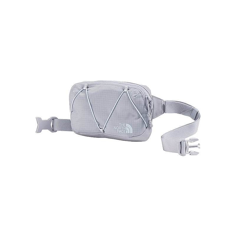 Blue 1L North Face Terra Lumbar waist bag with zippered compartments and adjustable strap.