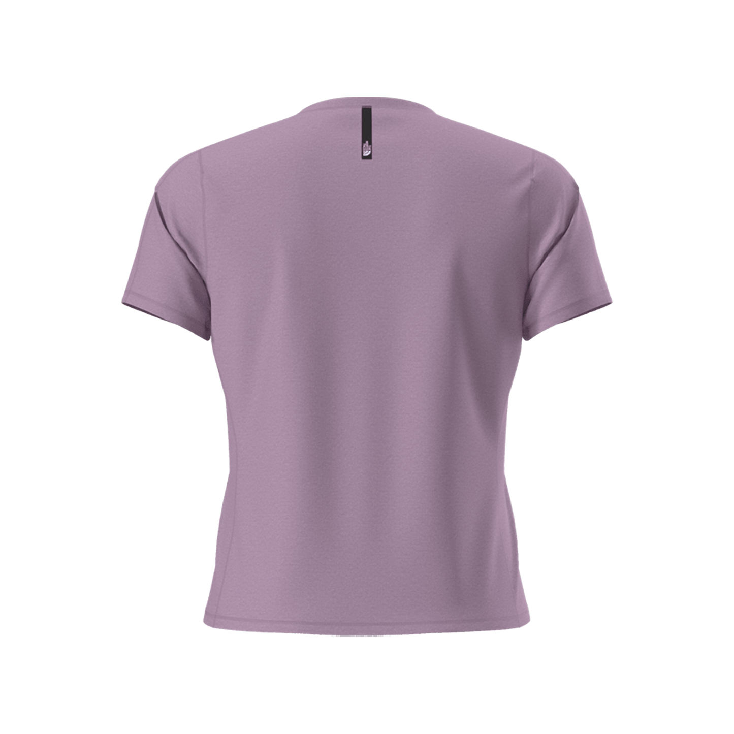 Back view of a lavender t-shirt showcasing its sleek design and active wear functionality.