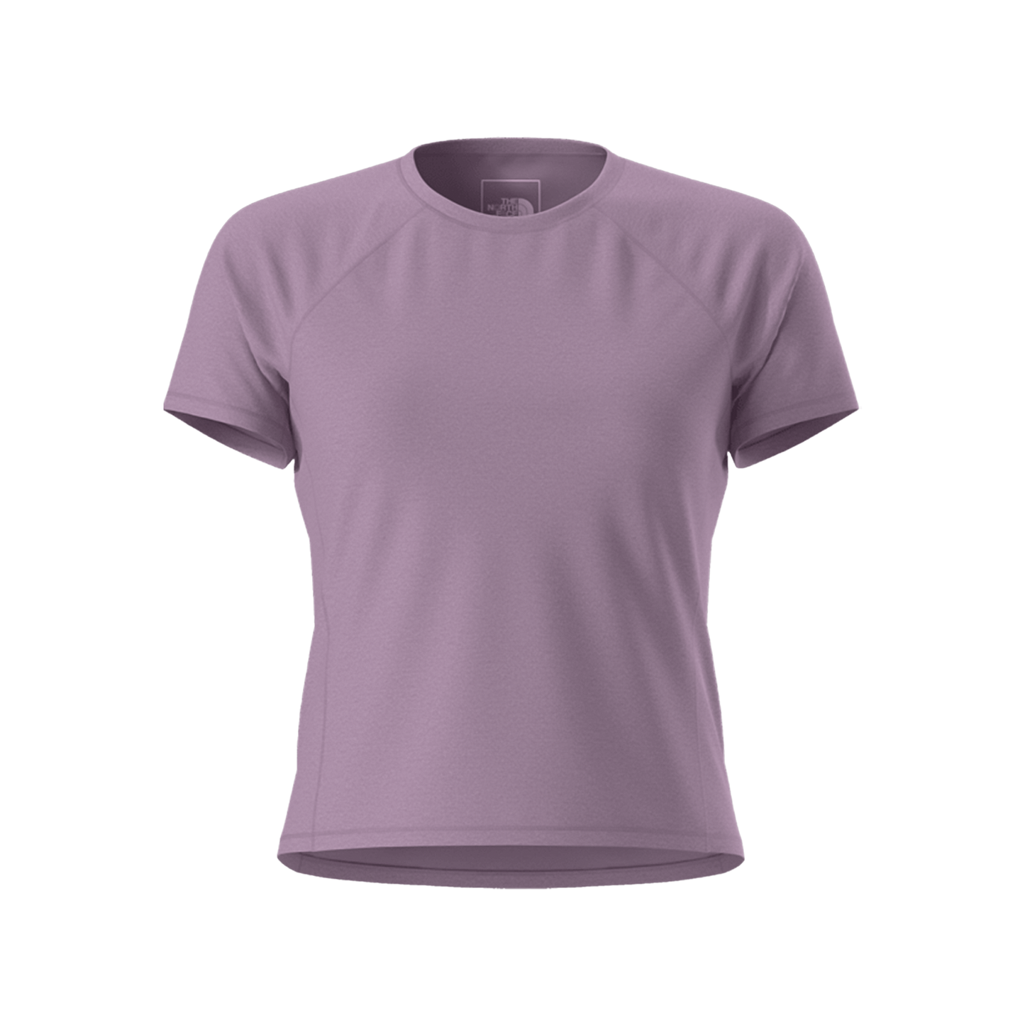 The North Face women's Jaida short-sleeve tee in lavender, showcasing its moisture-wicking fabric and casual style.