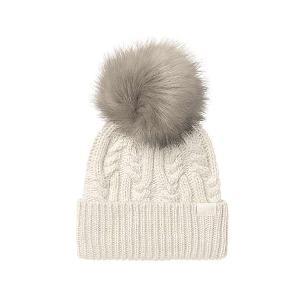 North face fur pom top beanie
