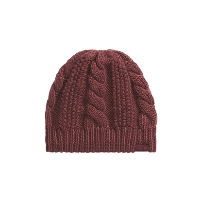 Cozy dark red beanie with soft fleece lining, perfect for chilly weather.