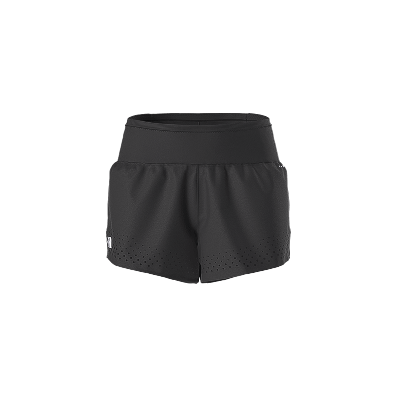The North Face women's black shorts, 3-inch inseam, made from recycled fabric for trail running and hiking.