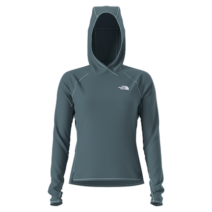 Dark blue women's trail running hoodie by The North Face, made with eco-friendly materials.