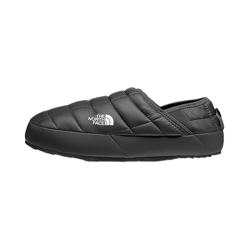 Insulated, water-resistant slip-on shoes with a recycled rubber outsole in black, ideal for chilly camp or home use.