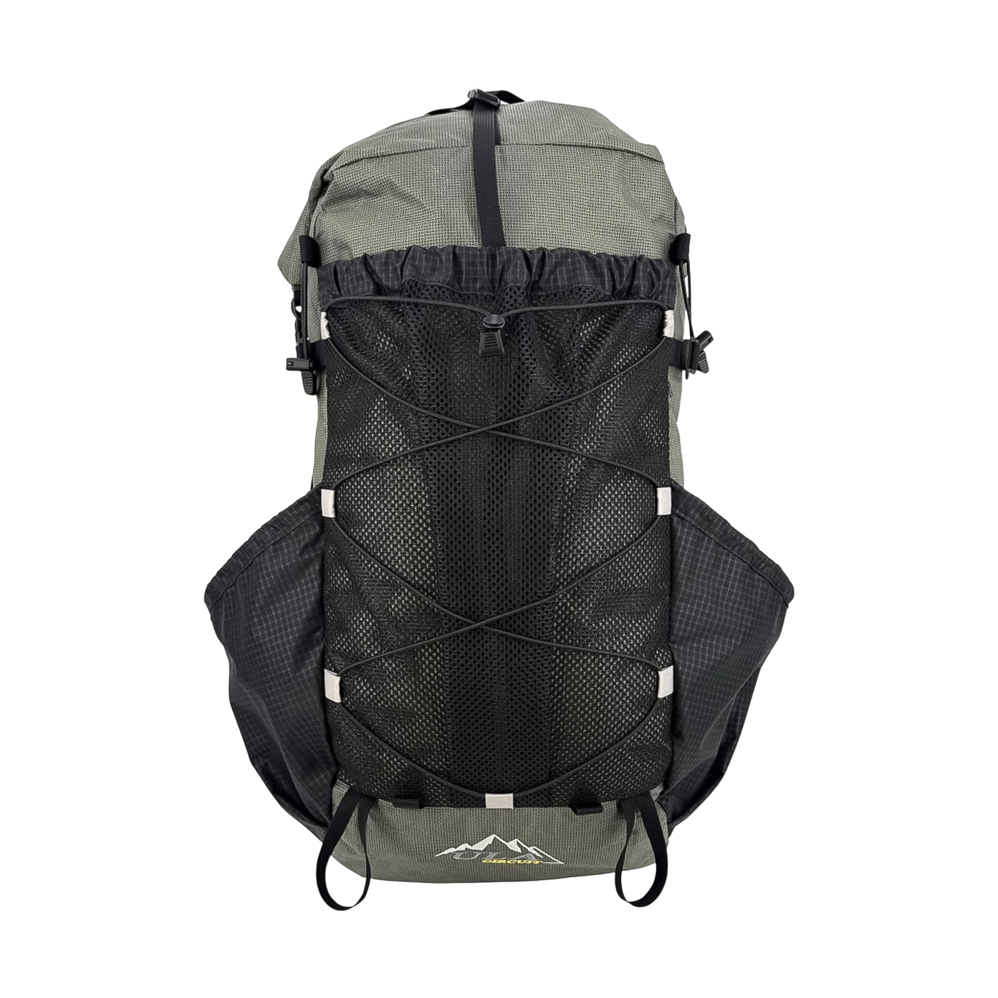 Large green and black ULA 25th Anniversary backpack with a mesh pocket, designed for comfort and high-capacity carry.