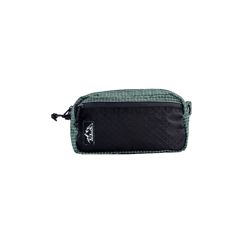 Compact green and black ULA waist bag with a black zipper, perfect for outdoor adventures.
