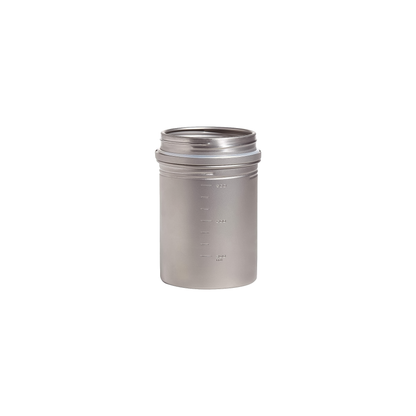 Lightweight titanium Vargo Titanium BOT HD, serving as a bottle and pot, displayed on a plain white background.