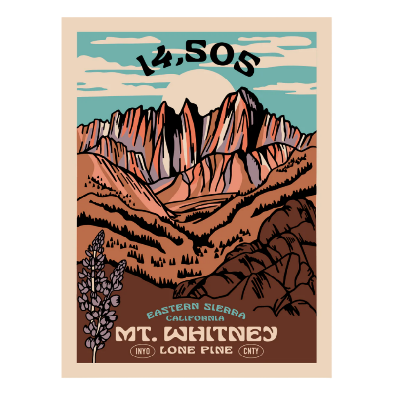 Image of Mount Whitney at 14,505 feet, printed on matte archival paper.