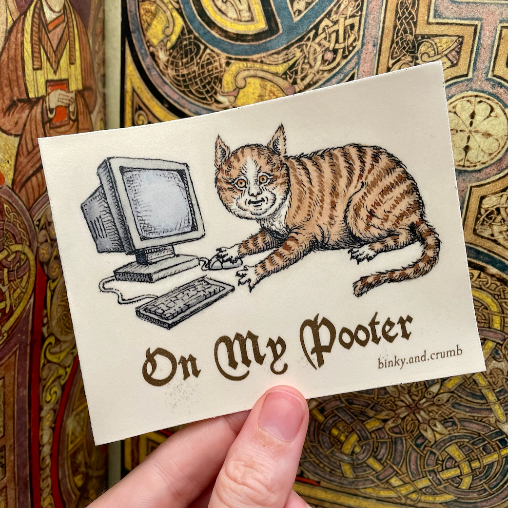 Binky and Crumb Pooter Cat Sticker
