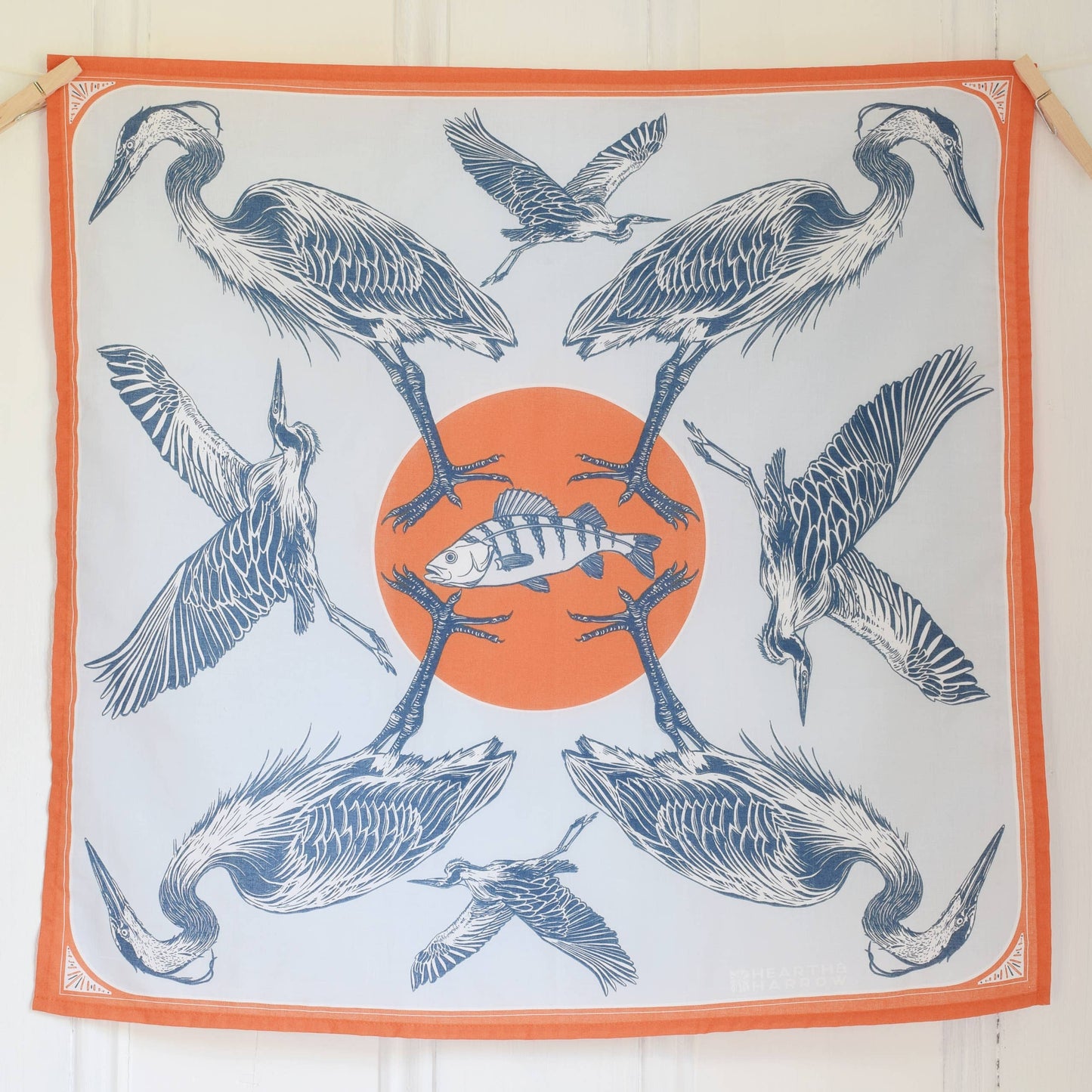 Blue Heron Sea Bird Print Bandana - 100% Cotton