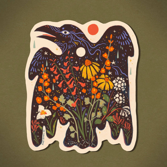 Wildflower Raven Durable & Weatherproof Sticker