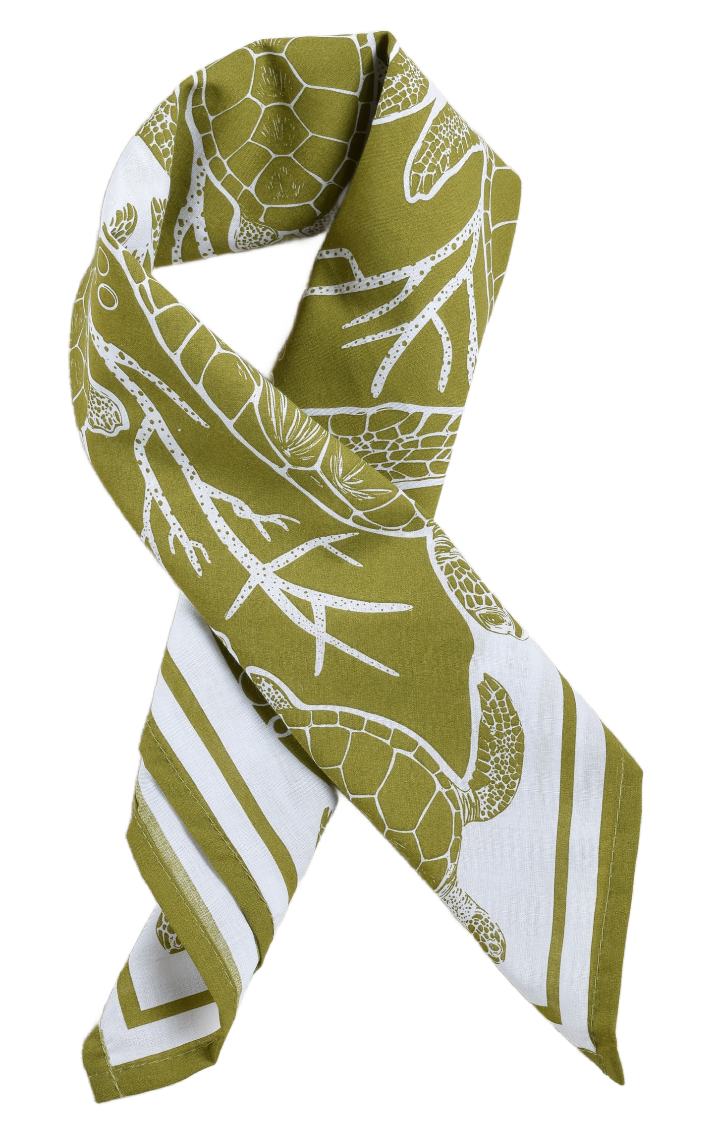 Sea Turtle Olive Green Bandana - 100% Cotton