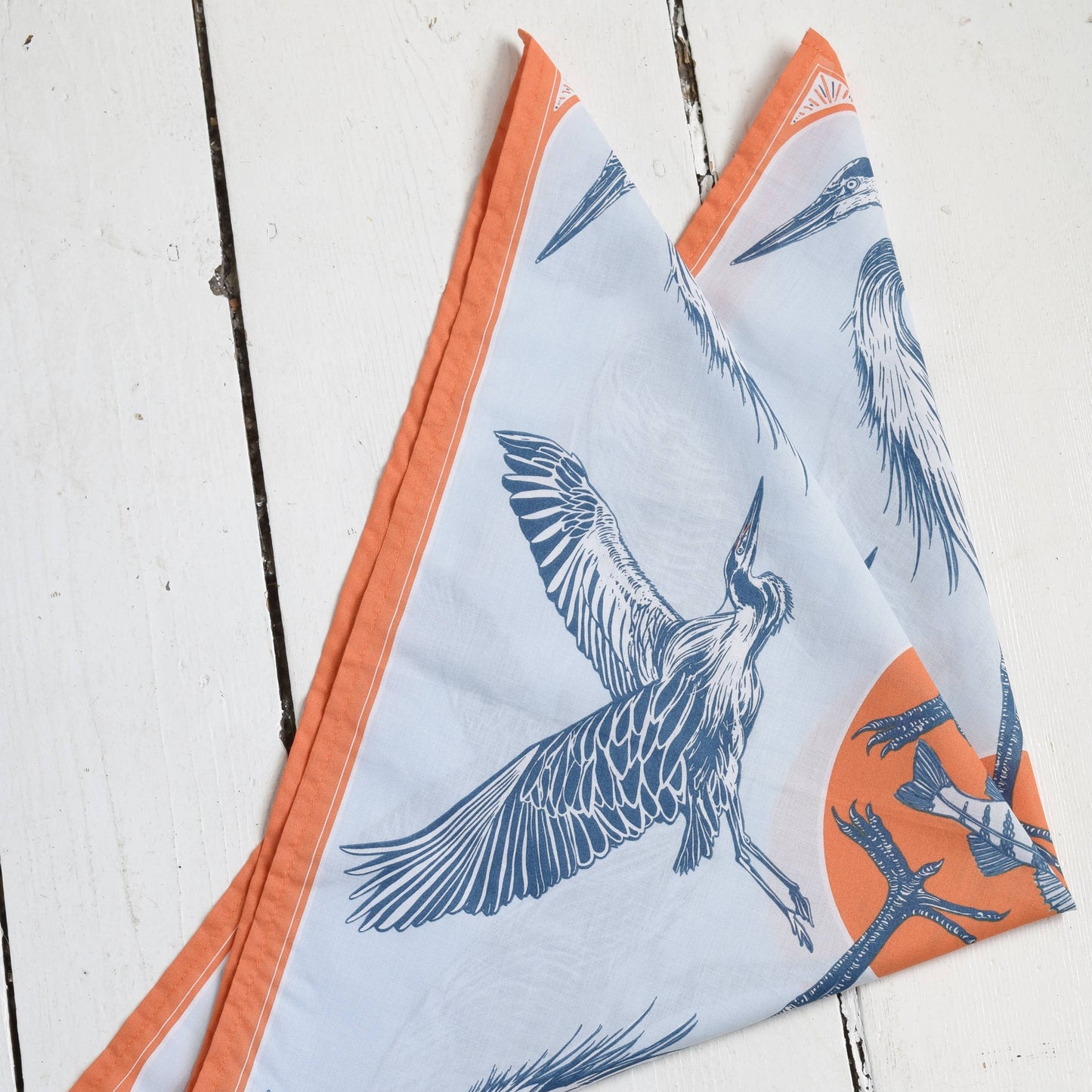 Blue Heron Sea Bird Print Bandana - 100% Cotton