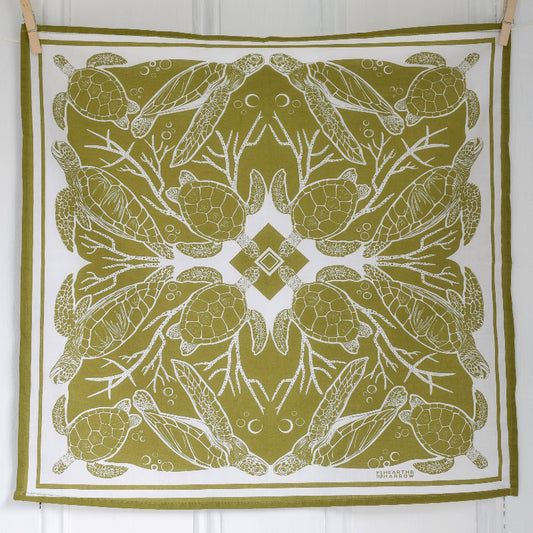 Sea Turtle Olive Green Bandana - 100% Cotton
