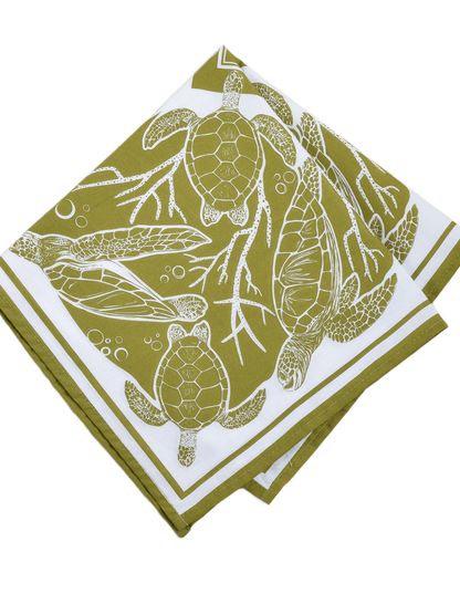 Sea Turtle Olive Green Bandana - 100% Cotton