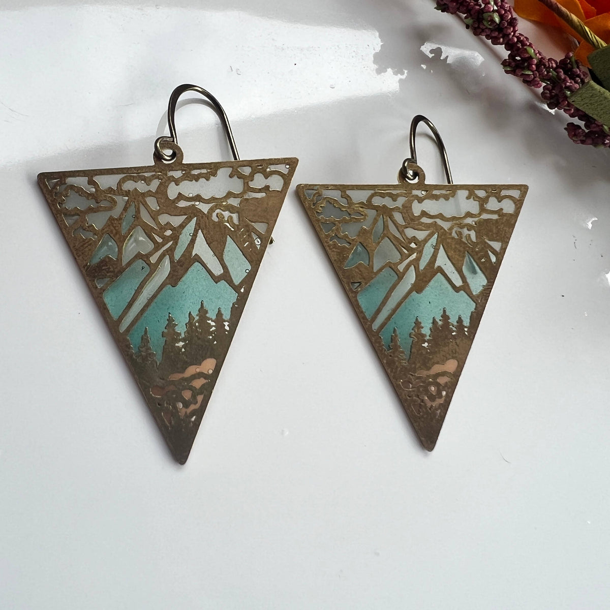 Ridgeline Luna Moth Stained Glass Resin Earrings