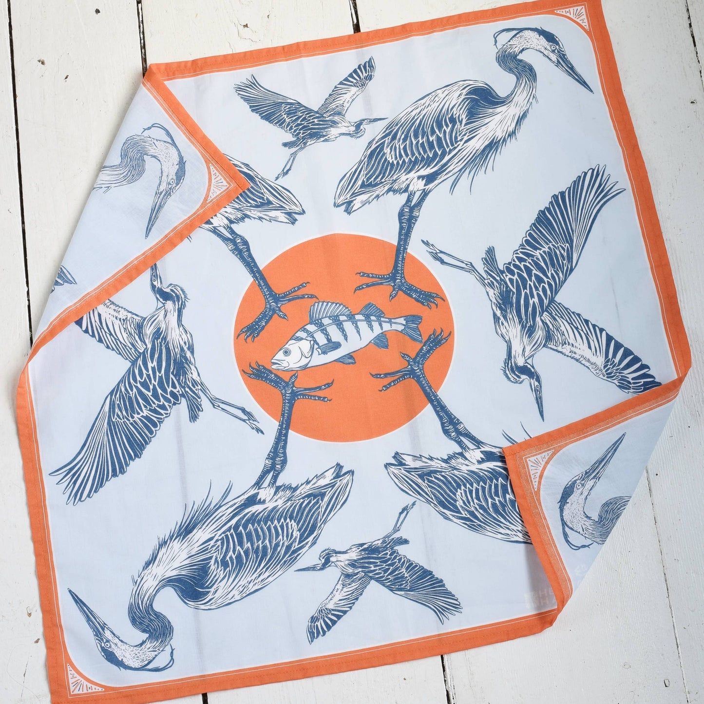 Blue Heron Sea Bird Print Bandana - 100% Cotton