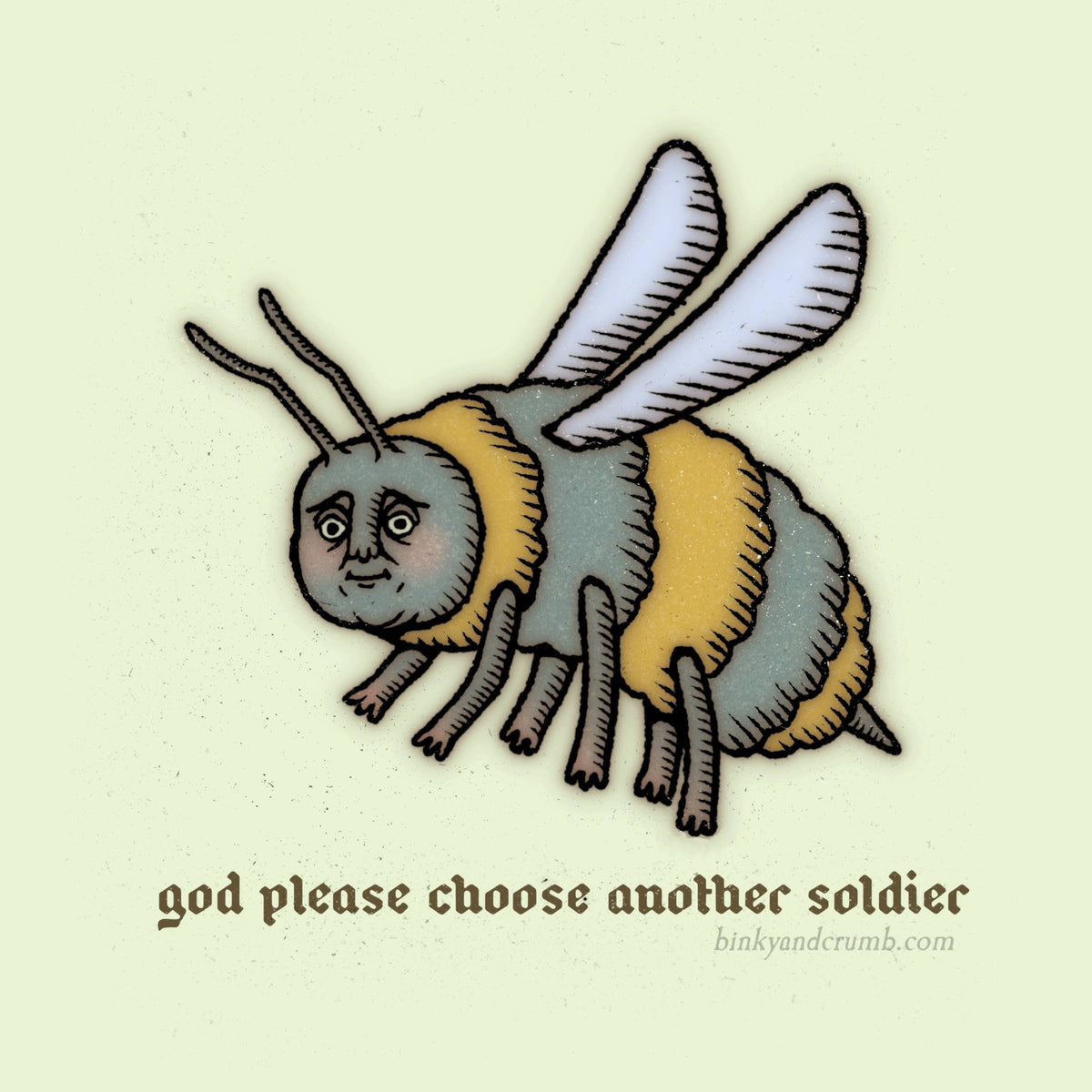 Binky and Crumb Soldier Bee Sticker