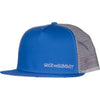 Flat Brim Electric Blue Trucker Hat with SAGE TO SUMMIT and Buttermilk Illustration