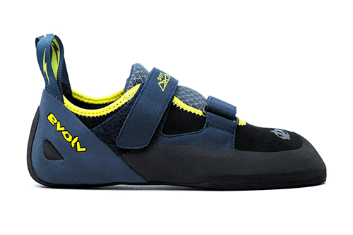 An Evolve Blue and Black Climbing Shoe