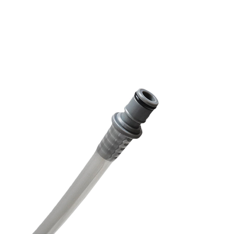 Close-up of the HydraFlex drink tube on a white background, highlighting its flexible design.