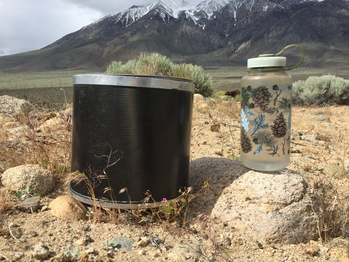 A Bearikade Carbon Fiber Bear Can.