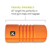 TriggerPoint Grid Travel foam roller in vibrant orange color, featuring a textured surface with a patented GRID pattern.