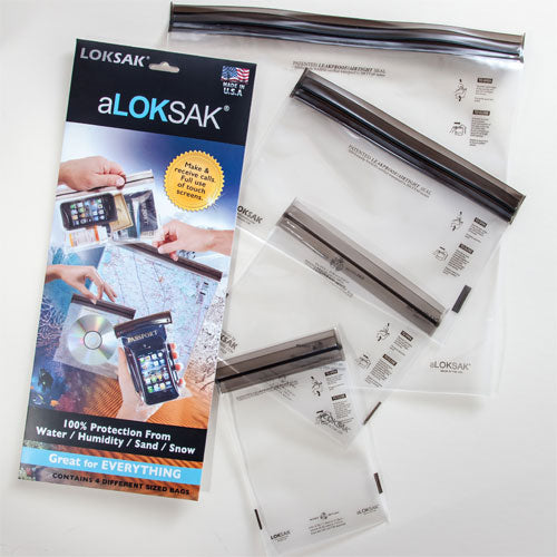 aLoksak waterproof storage bags various sizes